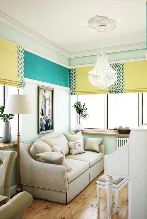 Бирюзовая кухня-гостиная 06