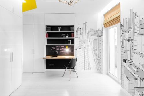 Трехкомнатная квартира с яркими акцентами для девушки 12