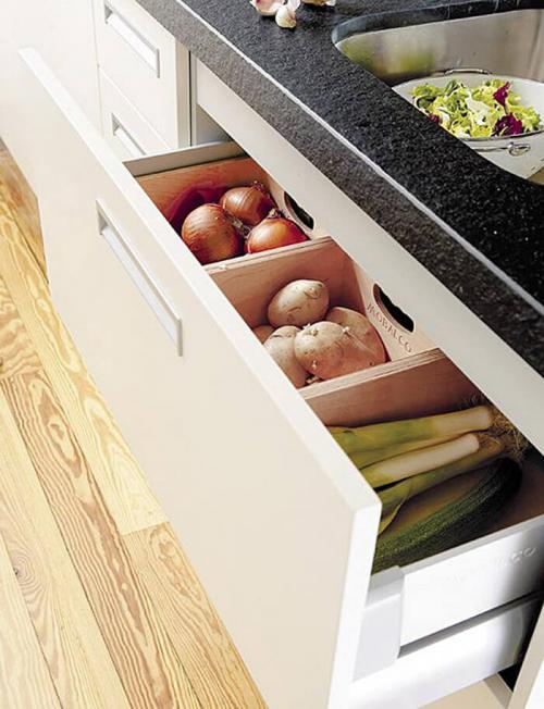 Контейнер для хранения овощей на кухне. Кухонные ящики под фрукты и овощи