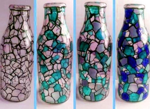 Ваза из бутылки чем украсить. Ваза из стеклянной бутылки своими руками