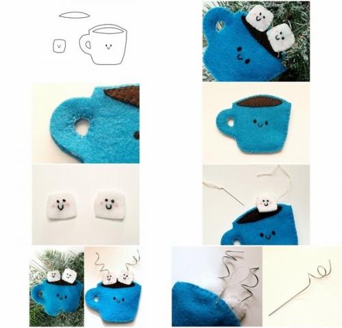 Игрушки новогодние своими руками выкройки. Дед Мороз из фетра 08