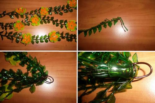 Вьющиеся цветы из пластиковых бутылок. Вариант 2 – вьющиеся цветы.