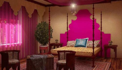 В индийском стиле комната. Мебель и аксессуары 05