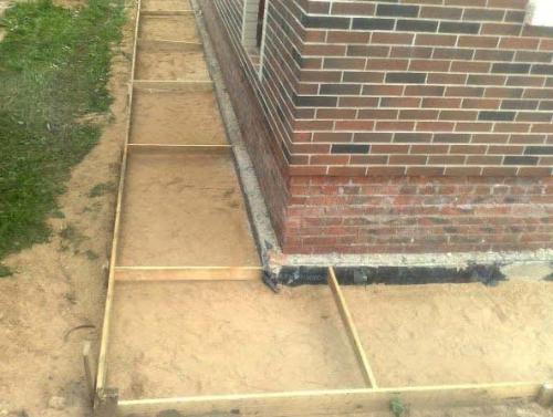 Слои отмостки. Опалубка и «подушка»