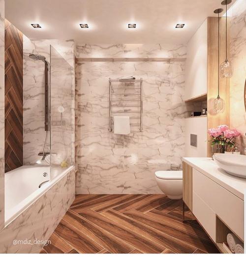Дизайн светлой ванной комнаты под мрамор 03