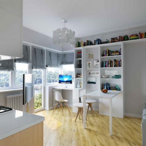 Совмещенные гостиная и кухня в небольшой квартире 02