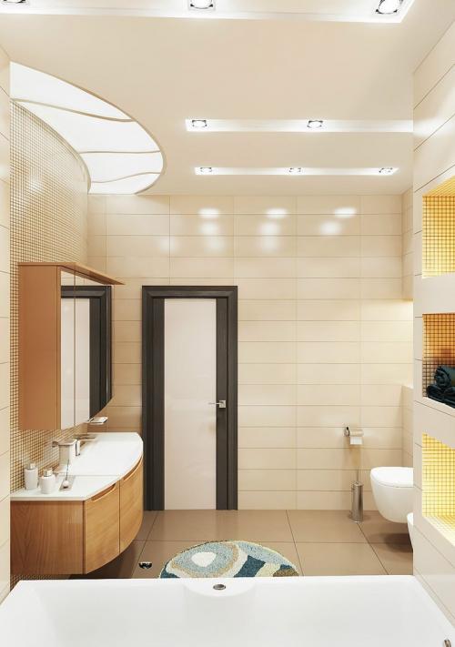 Дизайн бежево-коричневой ванной комнаты 04