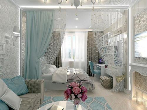 Гостиная в однокомнатной квартире 04