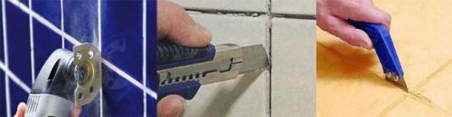 Как удалить старую затирку из швов плитки. Механическое удаление