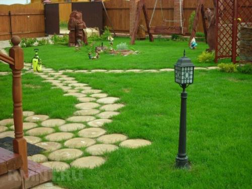 Газон перед домом с цветами. Нужно ли ухаживать за газоном?