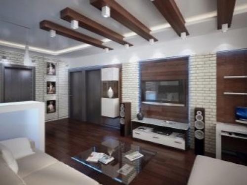 Отделка потолка деревянными балками. Стили интерьеров с фальш балками 08