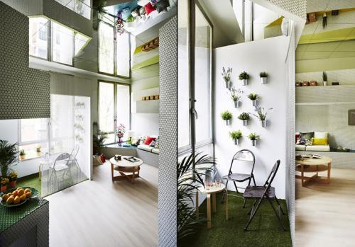 Дизайн небольшой квартиры с оригинальным плиточным декором 05