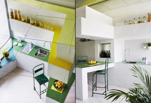 Дизайн небольшой квартиры с оригинальным плиточным декором 02