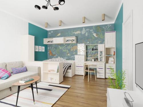 Дизайн однокомнатной хрущевки с двумя детьми. Однокомнатная 23