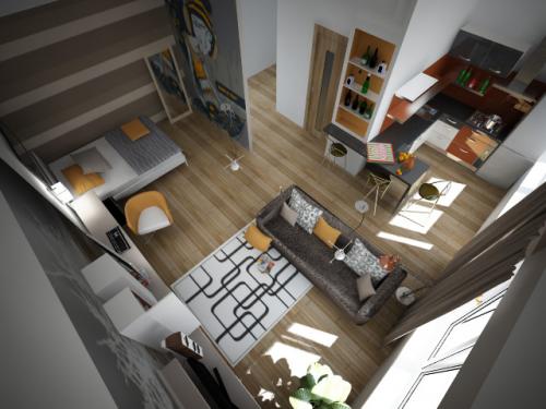 Дизайн однокомнатной хрущевки с двумя детьми. Однокомнатная 14