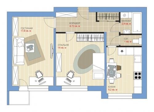 Планировка 2-х комнатной квартиры в 9 этажном панельном доме. 7 вариантов планировки 2-комнатной квартиры (53 кв. метра) в панельном доме серии П-3