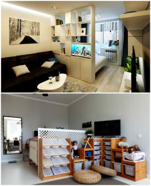 Ремонт однушки для семьи с двумя детьми. Интерьер однокомнатной квартиры для семьи с ребенком 07