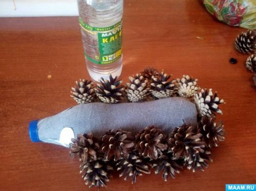 Как правильно подготовить пластиковую бутылку для изготовления ежика. Мастер-класс «Ёжик из шишек и пластиковой бутылки»