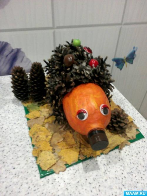 Как сделать ежика из пластиковой бутылки вместе с детьми. Поделка из пластиковой бутылки и шишек «Ёжик» (1 фото)