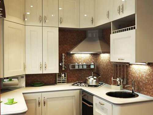 Угловые гарнитуры для маленькой кухни. Дизайн маленькой угловой кухни 01