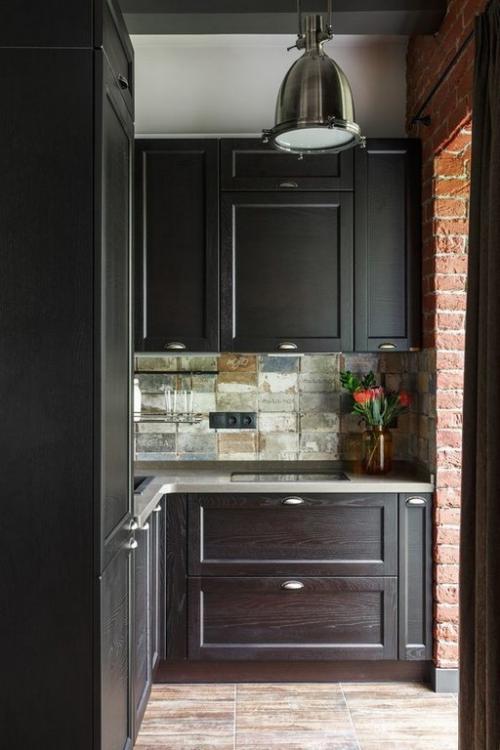 Темные обои на кухне. 117 лучших примеров дизайна кухни в темных тонах
