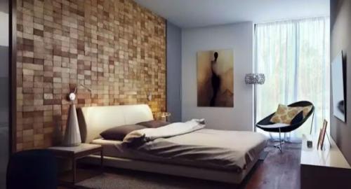 Темная акцентная стена.  Оформление с помощью различных отделочных материалов