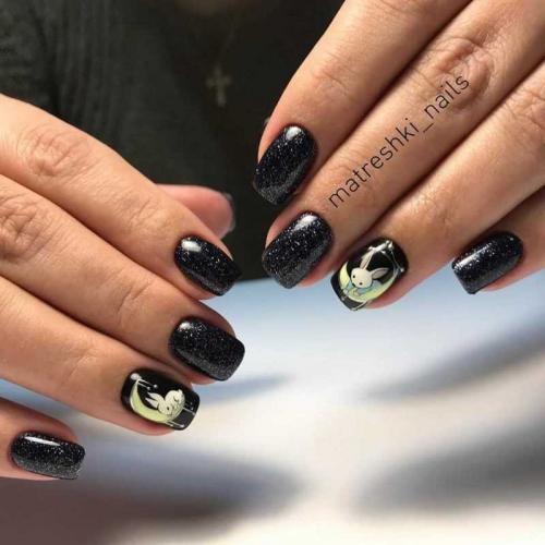 Темный дизайн ногтей. Черный дизайн ногтей