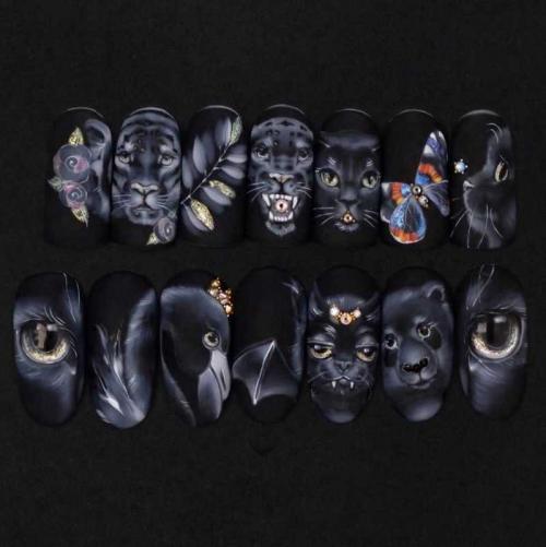 Темный дизайн ногтей. Черный дизайн ногтей