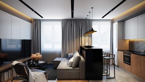 Интерьер с темной мебелью в гостиной 2022. Идеи современной гостиной 2022: планировка 27 Интерьер с темной мебелью в гостиной 2022. Идеи современной гостиной 2022: планировка 27