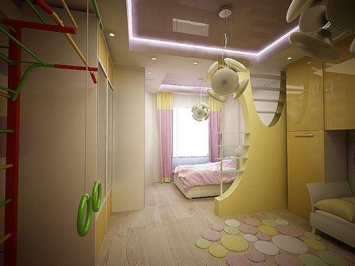 Дизайн однокомнатной квартиры с двумя детьми. Детская зона 36 Дизайн однокомнатной квартиры с двумя детьми. Детская зона 36