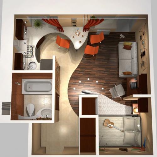 Дизайн однокомнатной квартиры 36 кв.м с ребенком. Как из однокомнатной квартиры сделать двухкомнатную