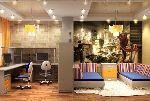 Дизайн однокомнатной квартиры с двумя детьми. Детская зона 38 Дизайн однокомнатной квартиры с двумя детьми. Детская зона 38