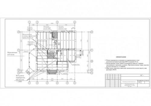 Раскладка плит перекрытия в кирпичном здании. План перекрытий