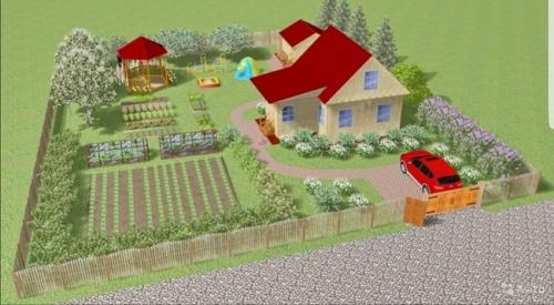 Планировка участка 6 соток 20 н.  Планировка участка с садом, огородом, теплицей и ягодником