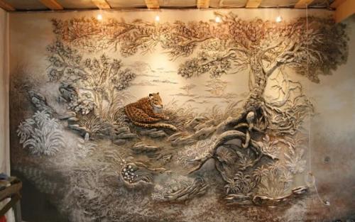 Роспись стен черно-белая. Основные виды росписи стен