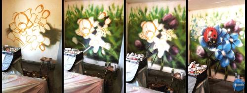 Рисунки на стенах на улице.