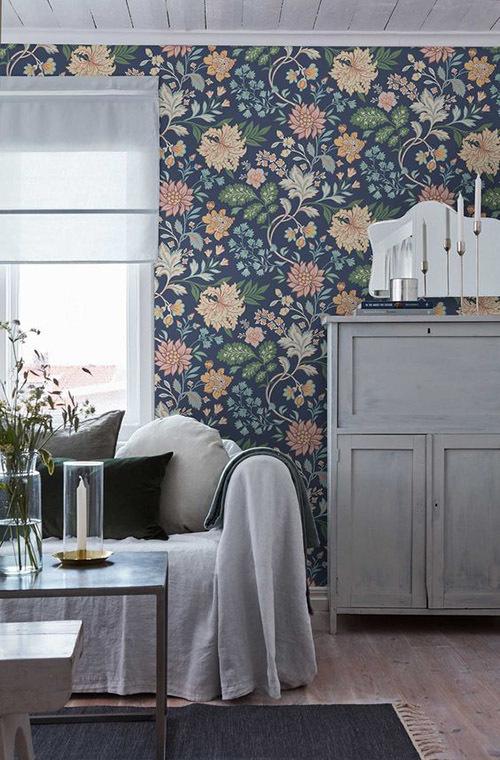 Обои с цветами в интерьере. Особенности использования цветочных обоев 08