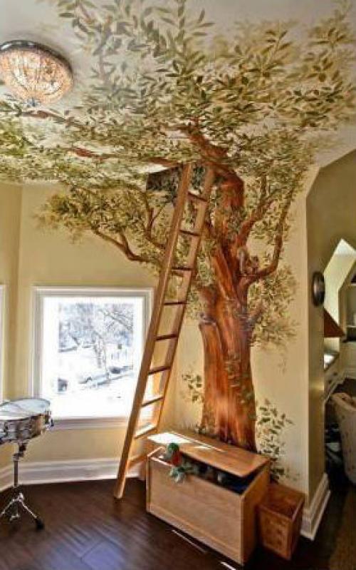 Как нарисовать дерево на стене. Важные моменты при рисовании дерева на стене