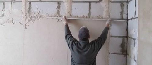 Штукатурка стен из газобетона внутри помещения. Оштукатуривание 02