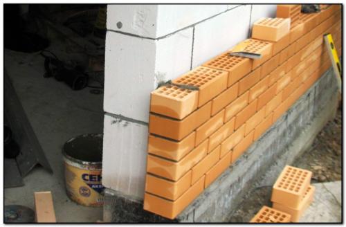 Какие материалы необходимы для облицовки стен из пеноблоков кирпичом. Кирпич