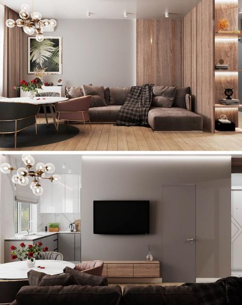 Интерьер однокомнатной квартиры 2022. Современный дизайн квартиры студии в 2022 году