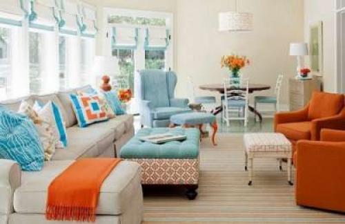 Синий и оранжевый в интерьере. Особенности дуэта оранжевого и синего