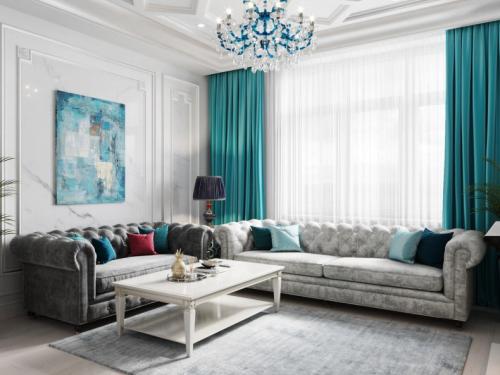 Бирюзово бежевый интерьер. Бирюзовая гостиная — 130 модных идей в сочетании цвета и стиля + фото лучших вариантов дизайна