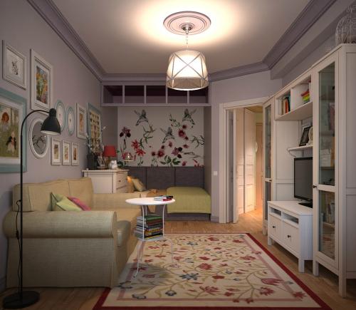 Однокомнатная квартира с нишей планировка. Интерьер комнаты с нишей