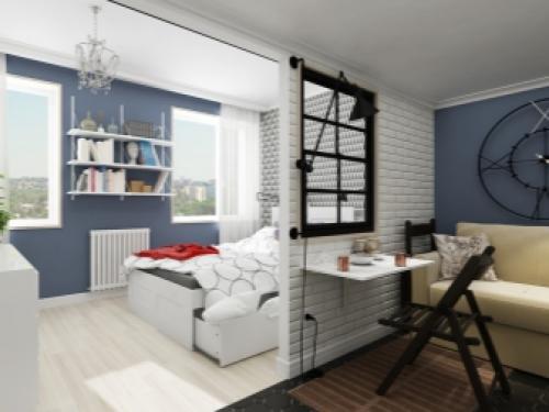 Дизайн интерьера однокомнатной квартиры.. Нестареющая классика 05