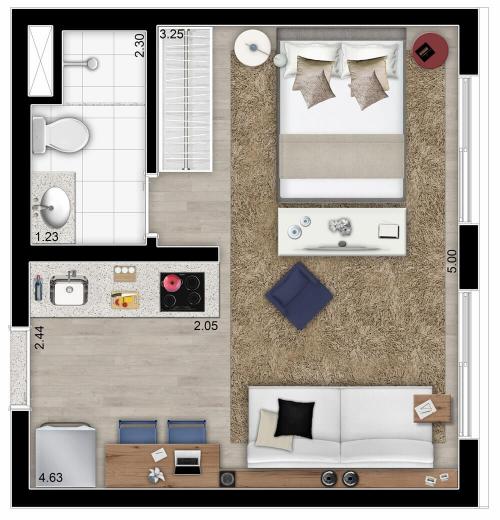 12 идей зонирования однокомнатной квартиры. Чем можно зонировать? 19