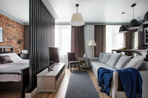 70 идей зонирования однокомнатной квартиры. Как отгородить спальное место в однокомнатной квартире фото 15