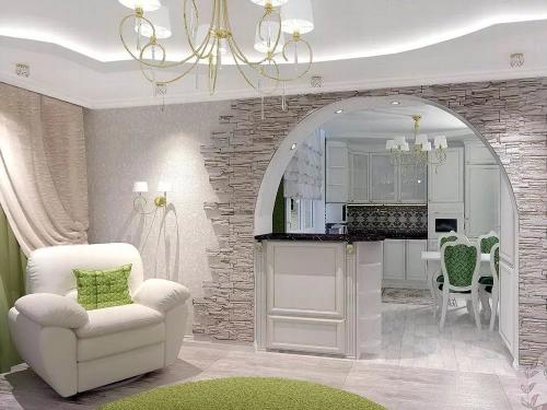 Как можно создать разделитель между кухней и гостиной, не нарушая общую концепцию дизайна