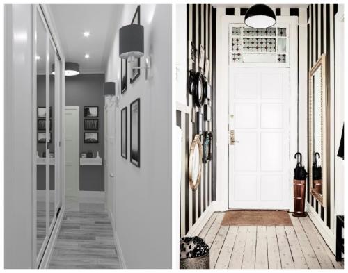 Как можно использовать растения и другие элементы декора для создания уютной атмосферы в узком коридоре.  Умелый подбор цветовой палитры