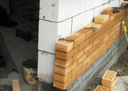 Облицовка дома из пенобетона клинкерным кирпичем. Облицовка кирпичом